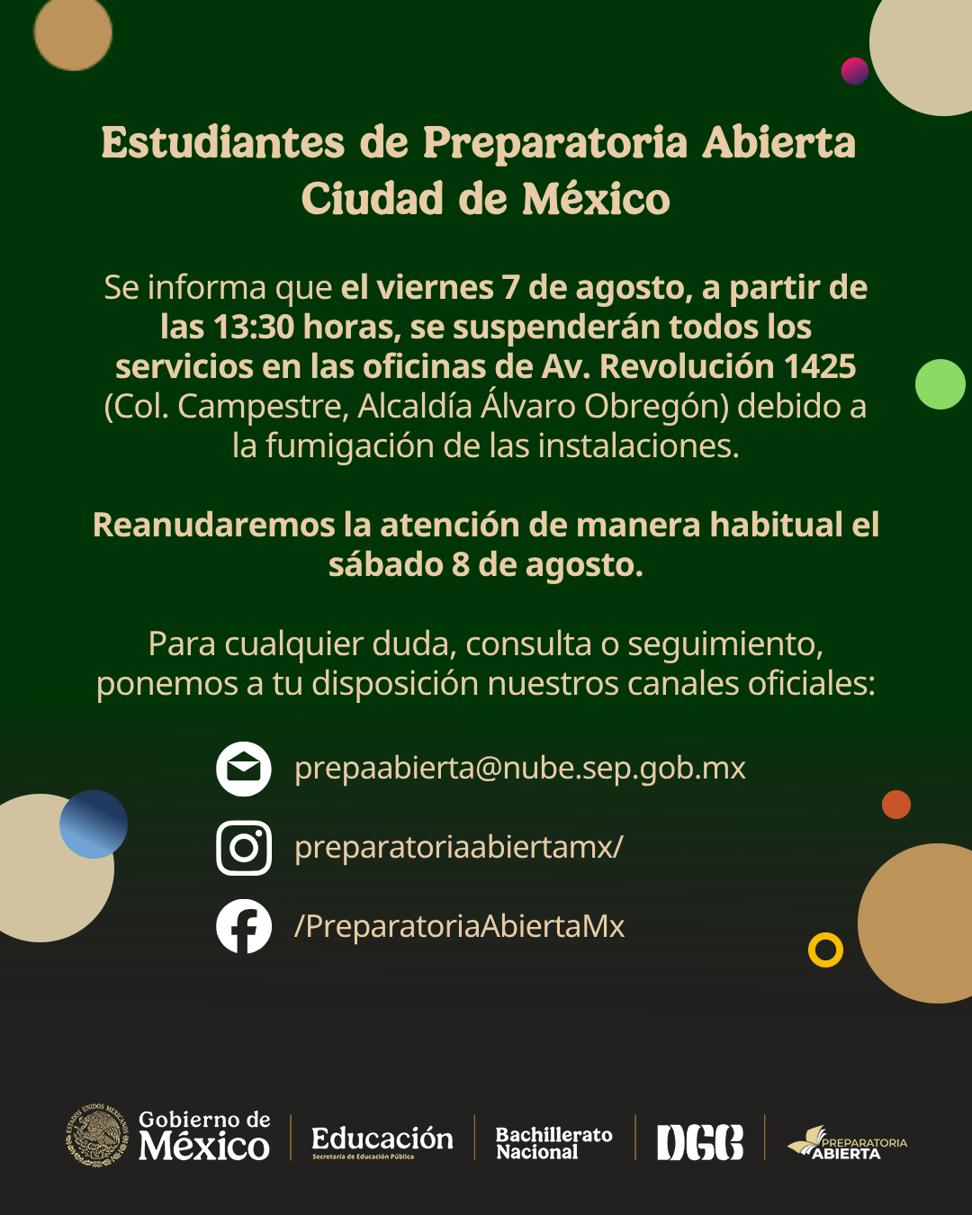Aviso Institucional Preparatoria Abierta